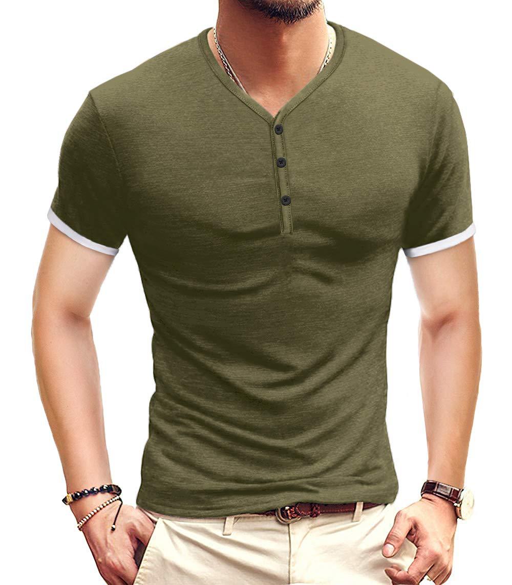 Herrer kortærmet Henley-shirt med kontrasterende accenter Stilla