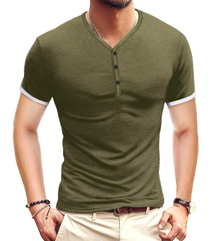 Herrer kortærmet Henley-shirt med kontrasterende accenter Stilla
