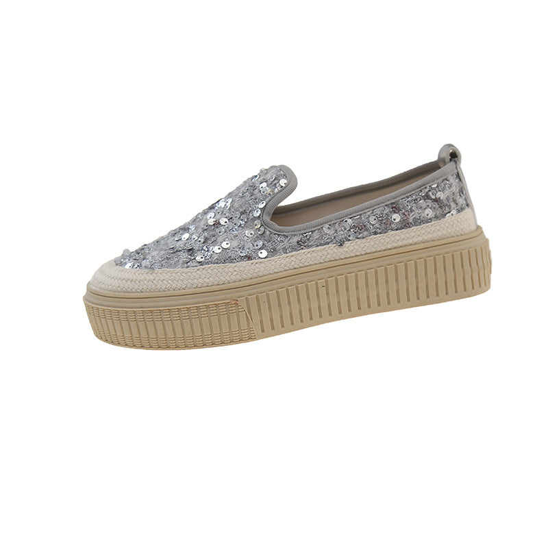Dame Paillette-dekoreret Plattform Slip-On Sneakers Stilla
