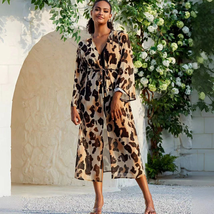 Dame luftig kaftan med bindbart taljebånd og elegante ærmer Stilla