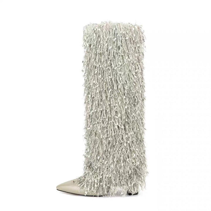 Femme Over-the-Knee Fjer Stiletto Støvler Stilla