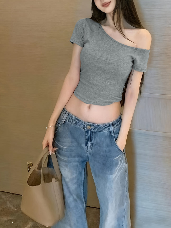 Dame afslappet Crop-Top i Off-Shoulder stil Skovae