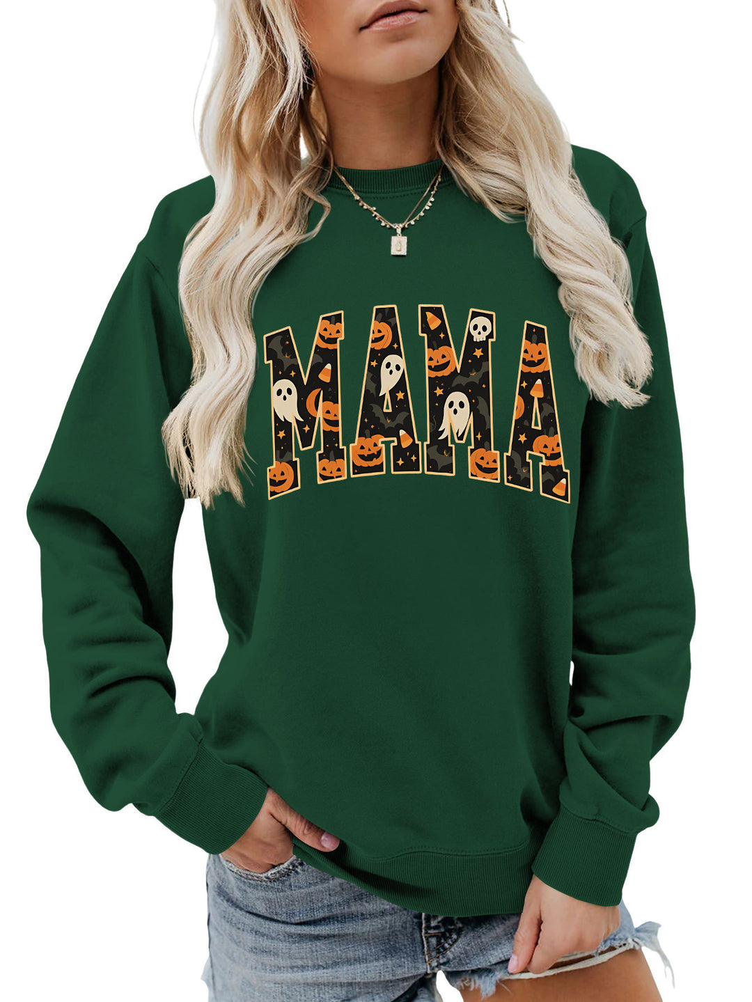 Kvinders sweatshirt med sjov Halloween design og behagelig pasform Stilla