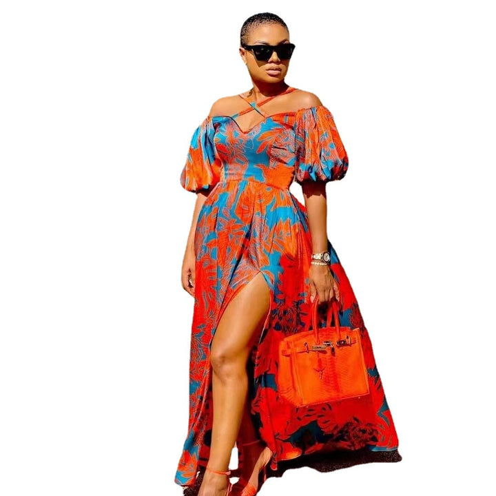 Stilla | Elegant Split Hem Off-Shoulder V-Hals Maxi Kjole