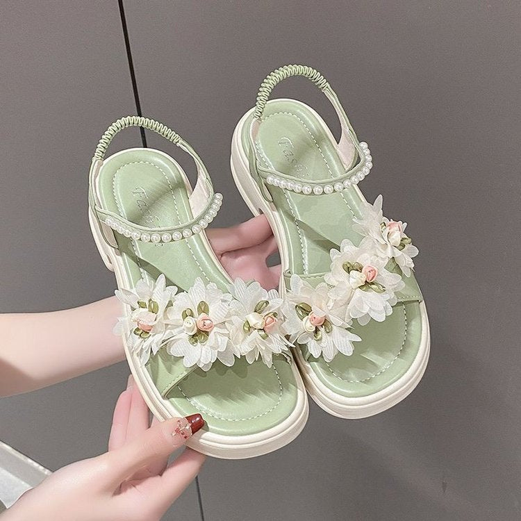 Dame sandaler med florale accenter og stabil platformsål Stilla