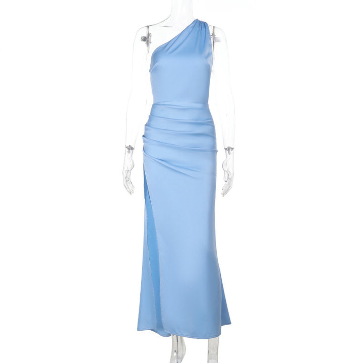 Damer Elegant Maxikjole med asymmetrisk overdel og glat snit Skovae