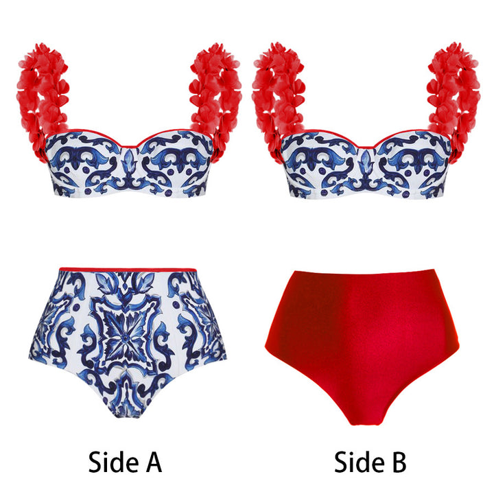 Dame elegant badedragt med ruffle detaljer og matchende maxikjole Skovae