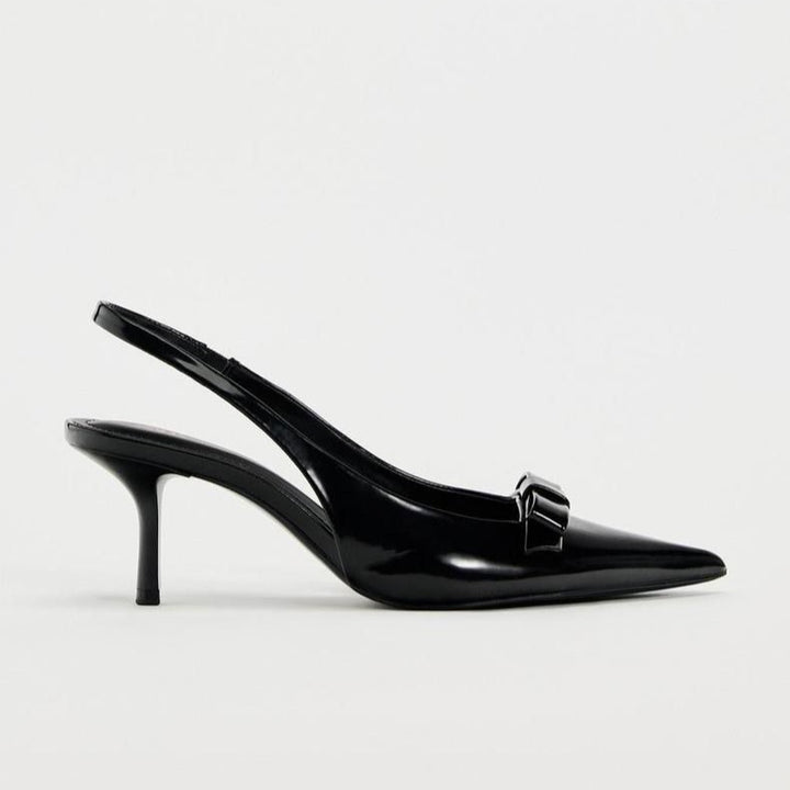 Dame Slingback-Pumps med elegant sløjfe-detalje og flot glans Stilla