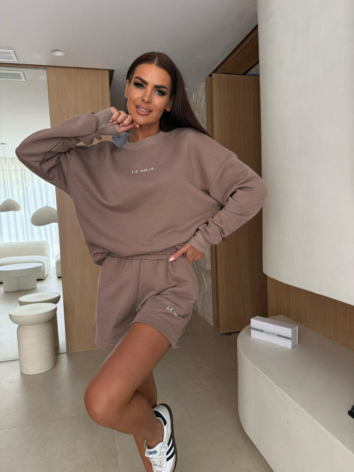 Kvinder Casual Cut Sweatshirt og Shorts Sæt Skovae