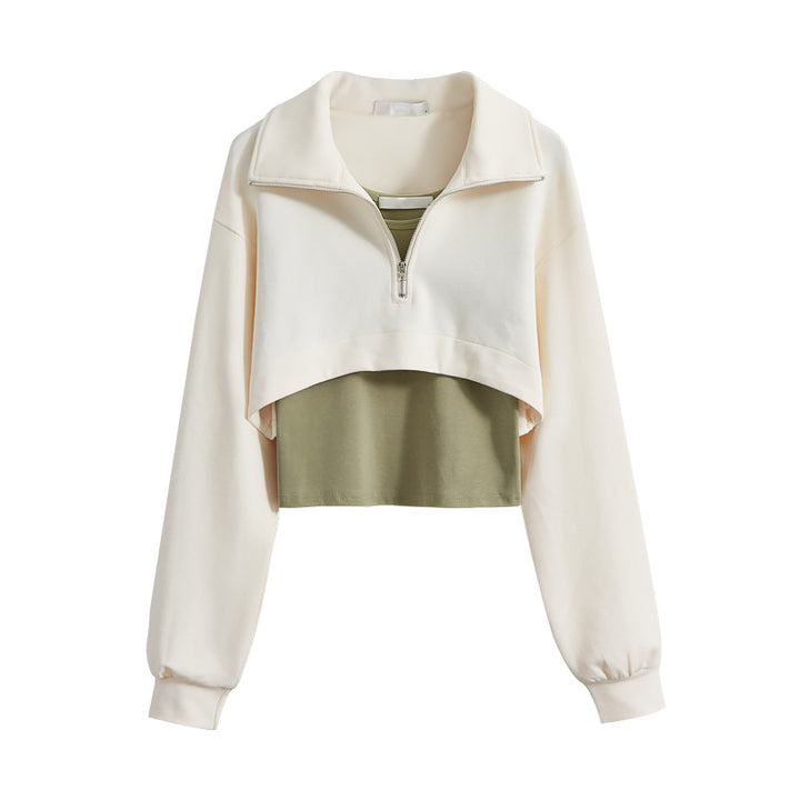 Damer mode cropped sweatshirt med høj krave og lynlås Stilla