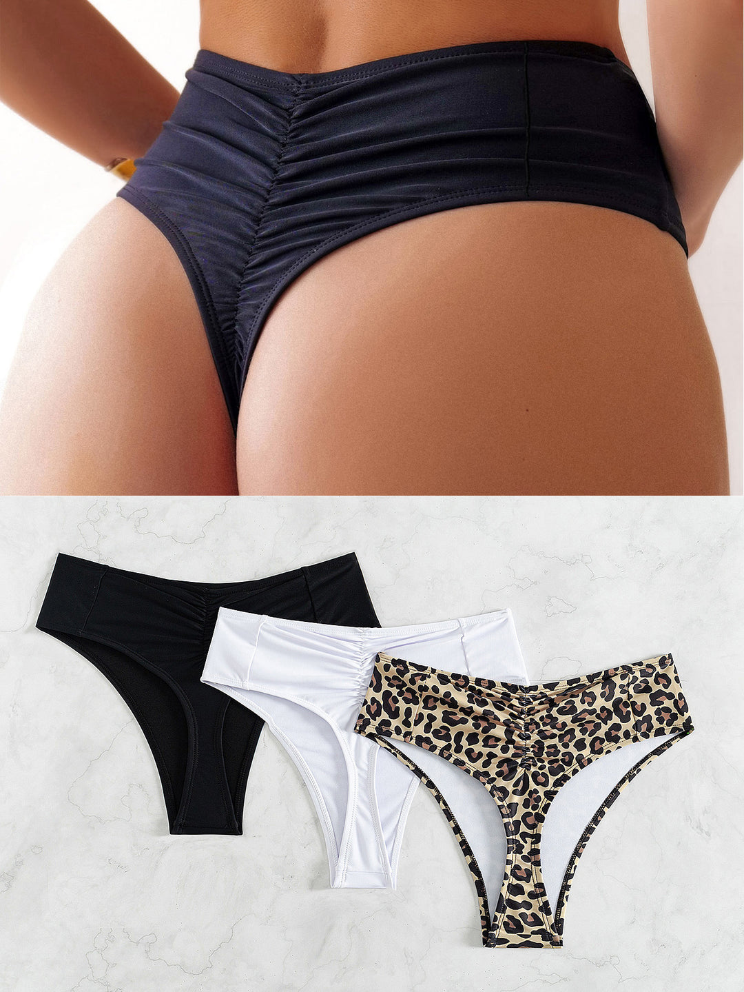 Damer højtaljede bikini-bukser med elegant flæse-design Skovae