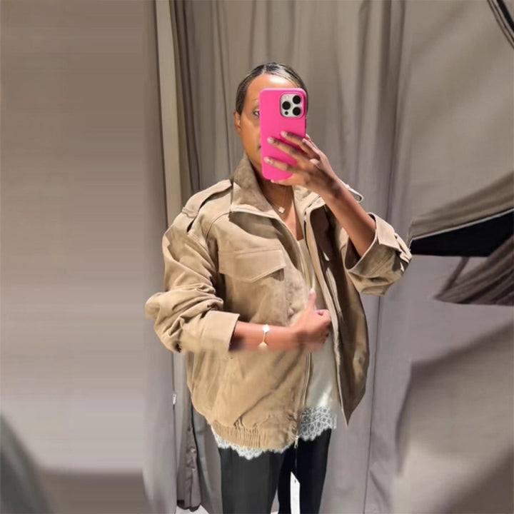 Dame Stilfuld og Komfortabel Oversized Suesde Jakke Stilla