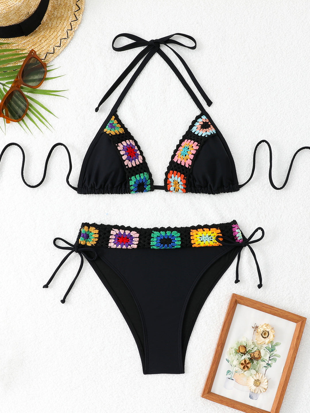 Dame bikini-sæt med håndlavede hækledesign og skjult manchetjustering Skovae