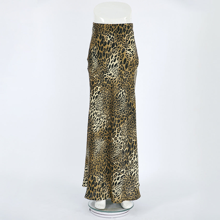 Damer Maxikjole med elegant leopardmønster og høj slids Stilla
