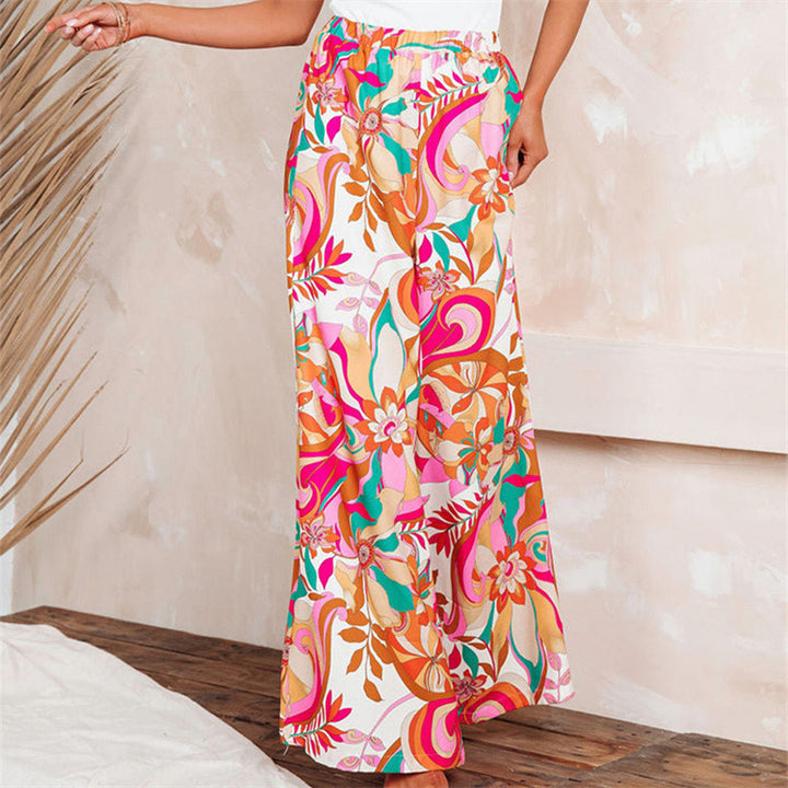 Dame bred, floral trykt sommerbukser Stilla