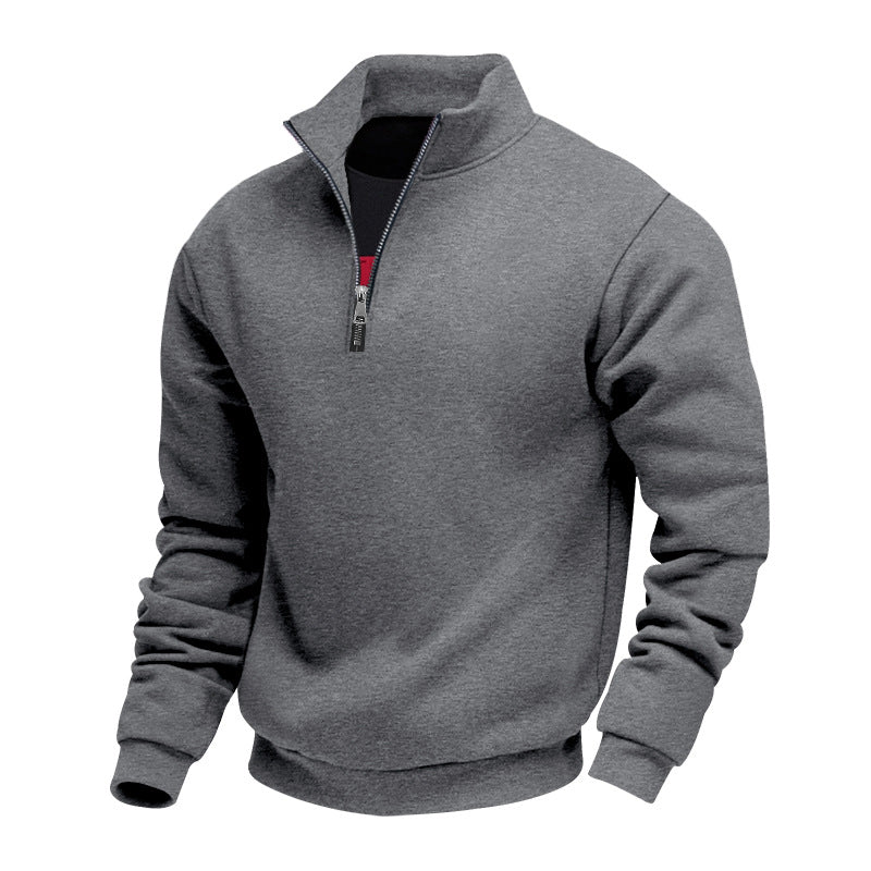 Herrer fleece-pullover med halvmolten lynlås og elastiske manchetter Stilla