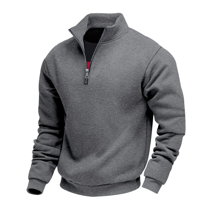 Herrer fleece-pullover med halvmolten lynlås og elastiske manchetter Stilla