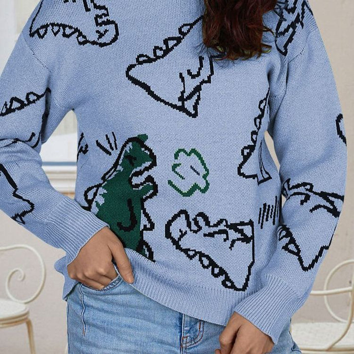 Dame sweater med dinosaur motiv og afslappet pasform Stilla
