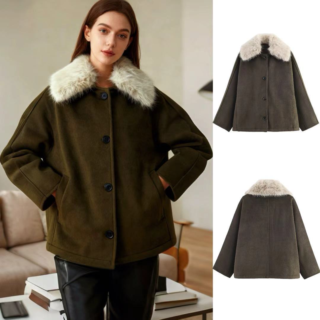 Dame overgangsjakke med luksuriøs kunstpelskrave Stilla