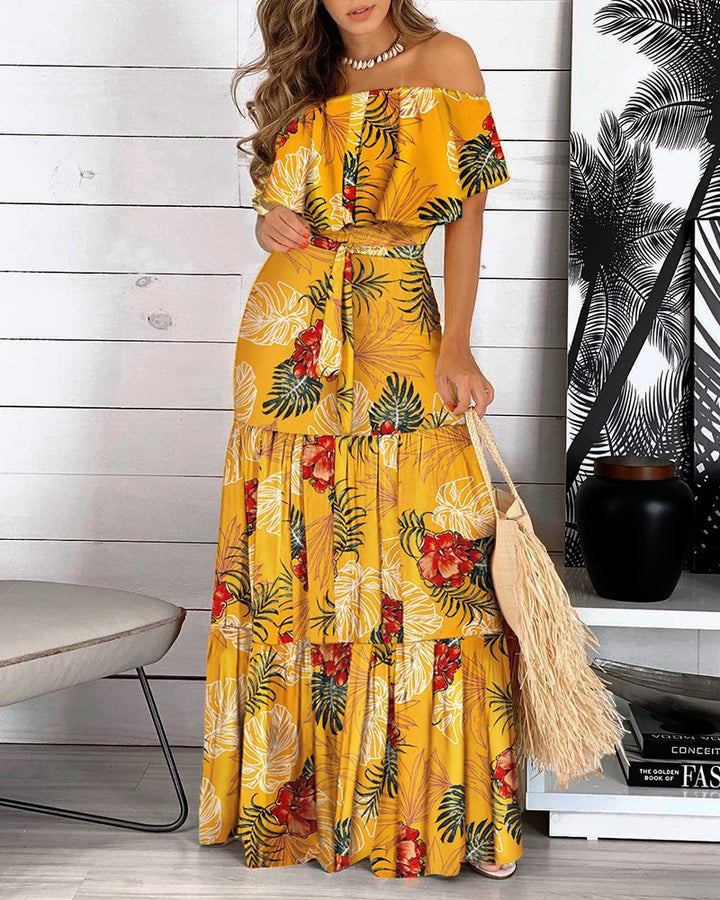 Kvinder Bohemian Off-Shoulder Maxi Kjole Stilla