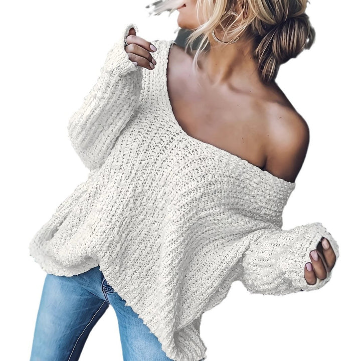 Femme Oversized Off-Shoulder Striktrøje Stilla