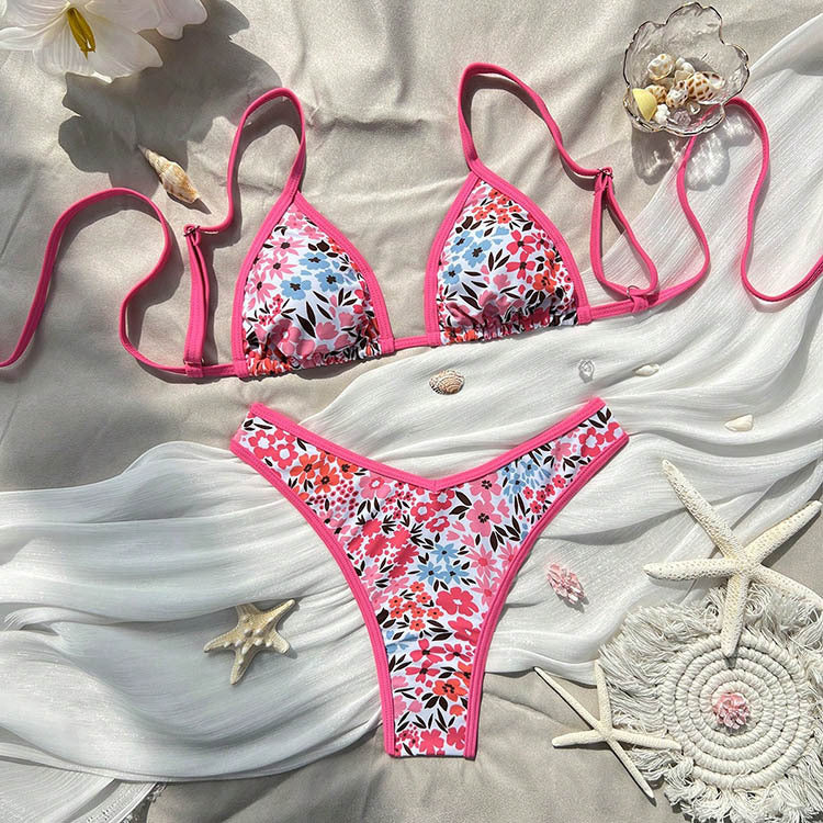 Dame triangelsæt bikini med dyremønster og legende design Skovae