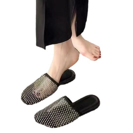 Dame Riemchen-Mules med Strass-dekoration Stilla