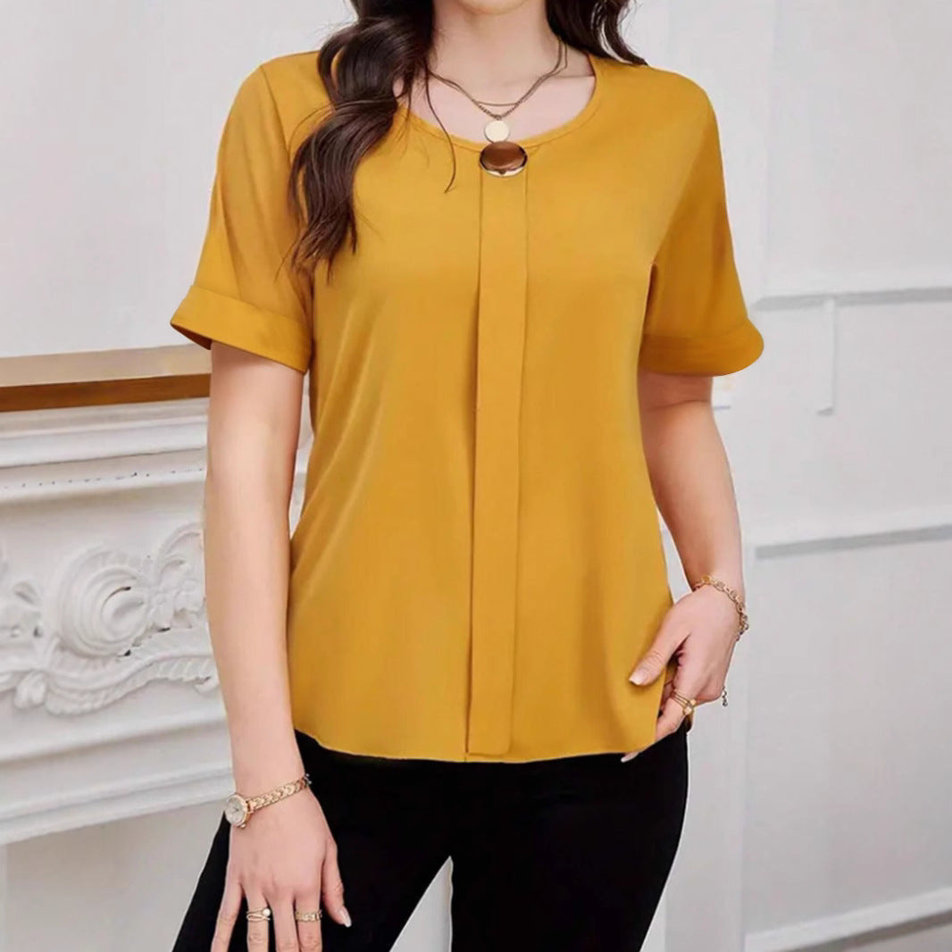 Dame Chiffon Bluse med elegant knaplukning Stilla