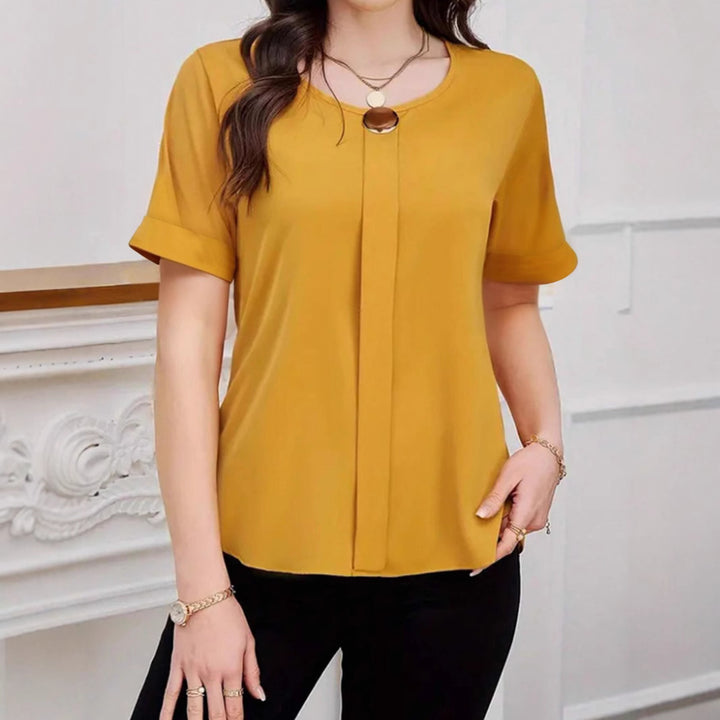 Dame Chiffon Bluse med elegant knaplukning Stilla