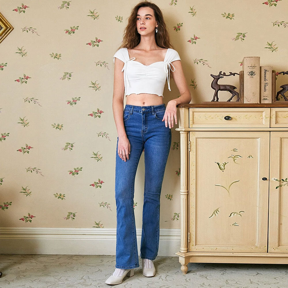 Kvinder Crop Top med dekorative bånd og samlet design Stilla