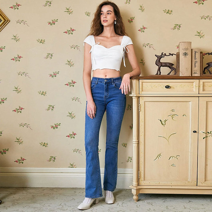 Kvinder Crop Top med dekorative bånd og samlet design Stilla