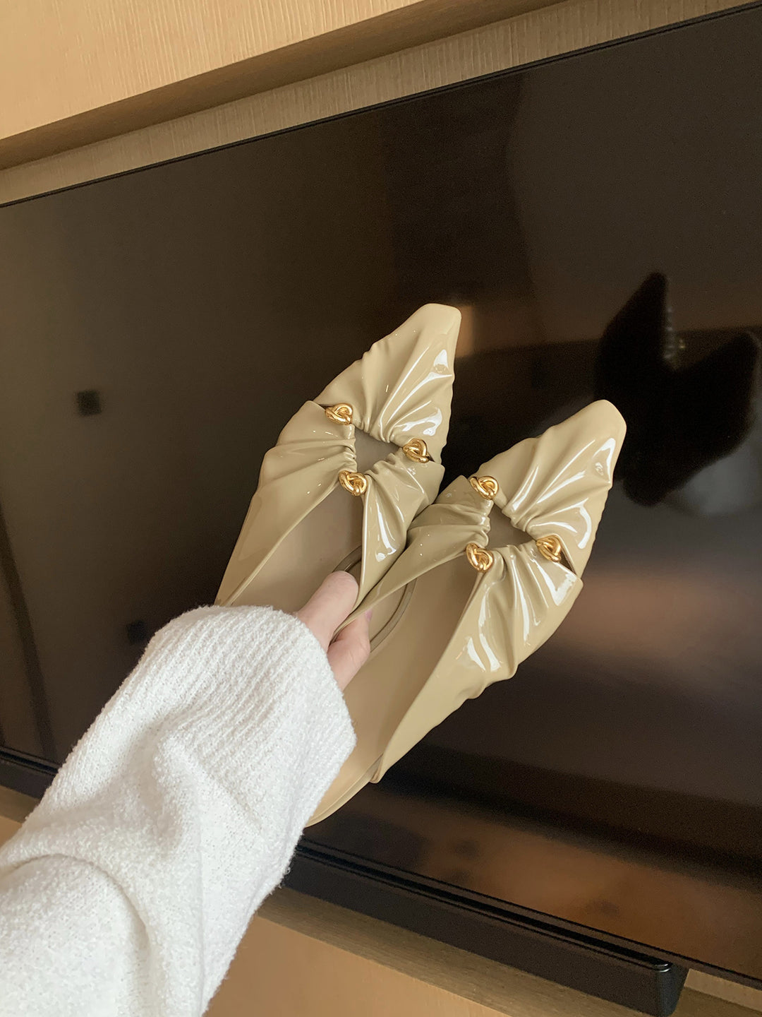 Dame Spidsesko Slip-On Mules med dekorativ knude-detail Stilla