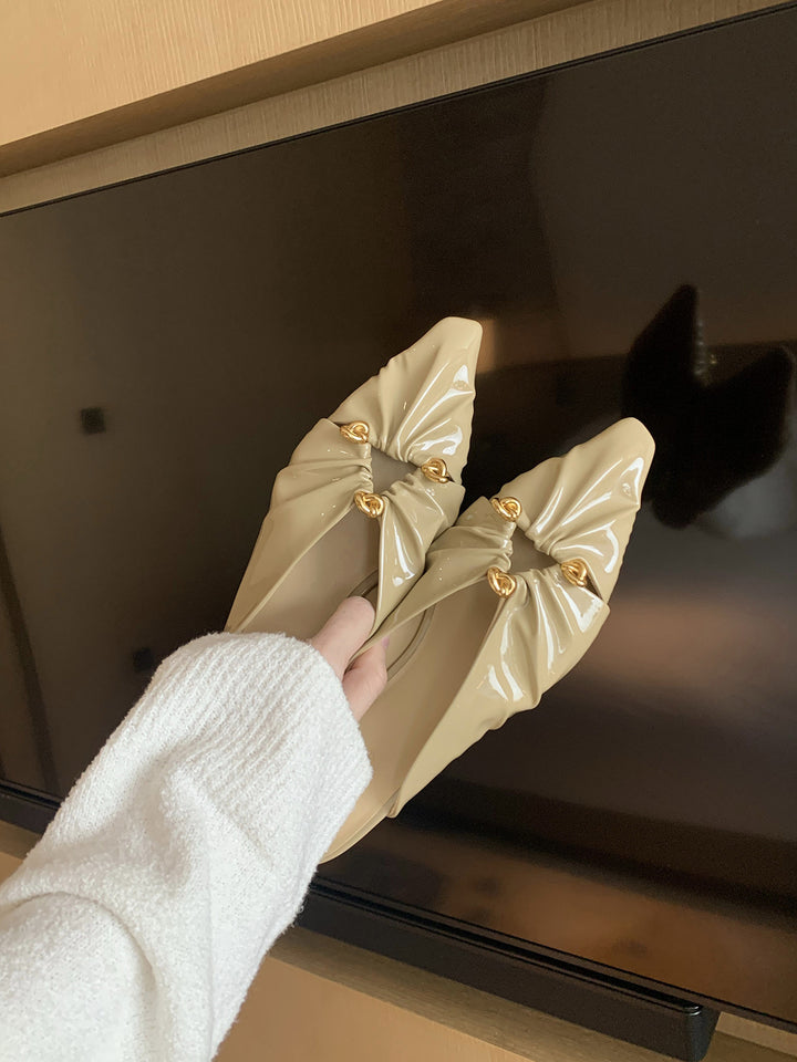 Dame Spidsesko Slip-On Mules med dekorativ knude-detail Stilla