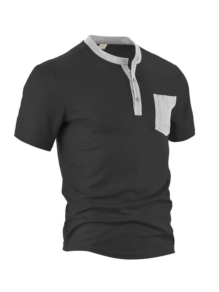 Herrer modigt Henley-shirt med struktureret design og brystlomme Stilla