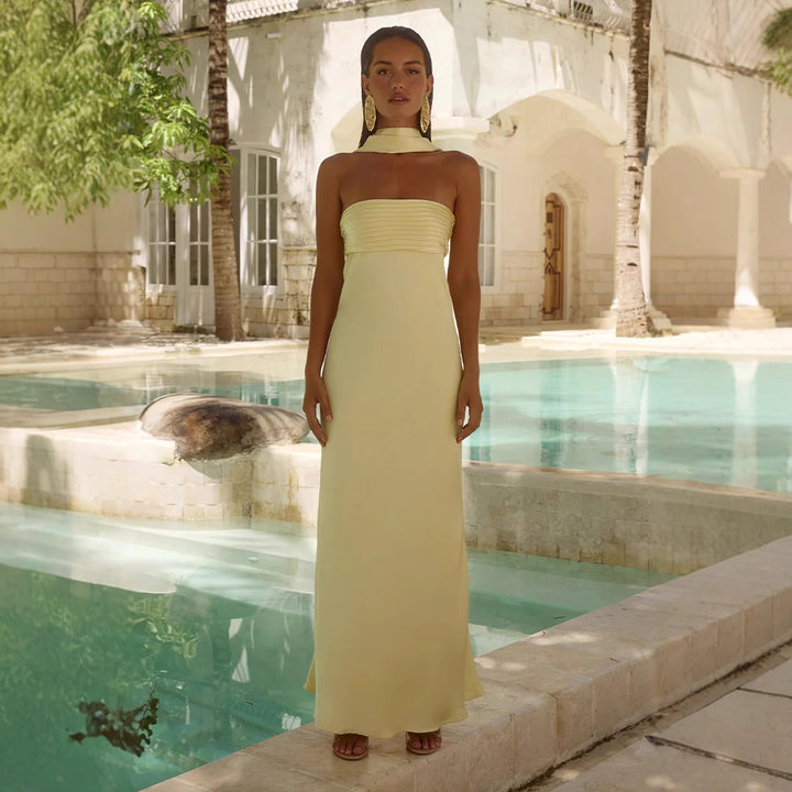 Kvinder Elegant Maxi Kjole med Off-Shoulder Design og Slank Top