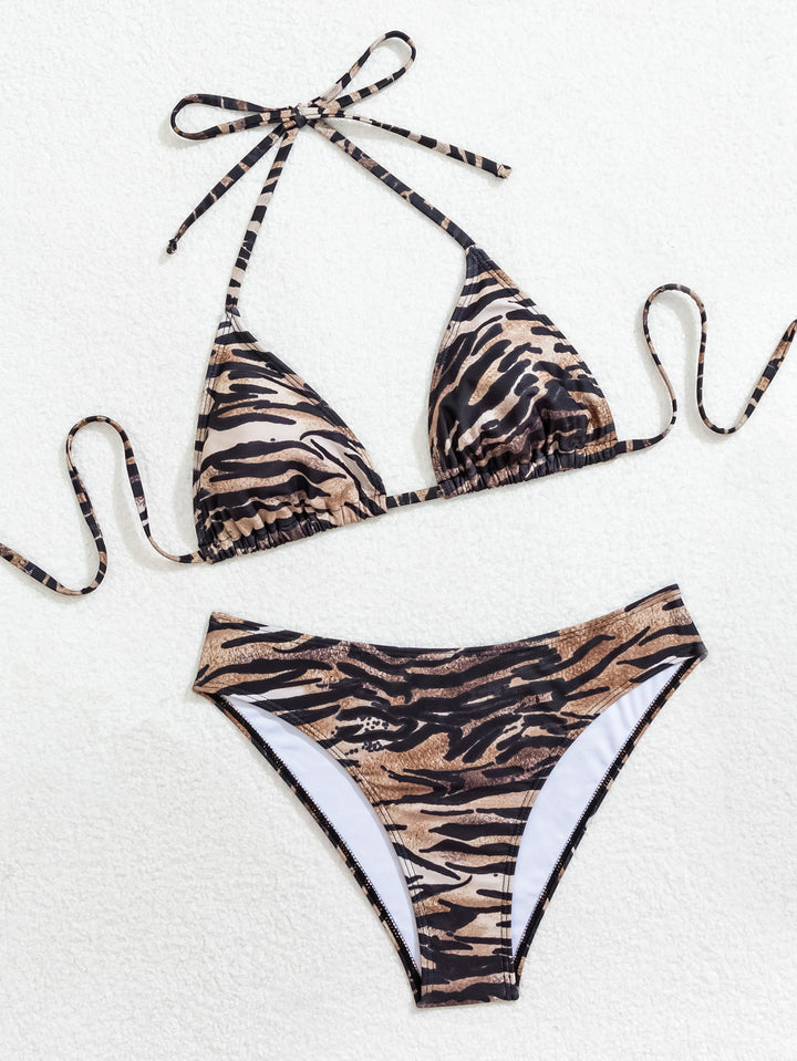 Dame trekantsbikini med blomsterbroidery og justerbare stropper Skovae