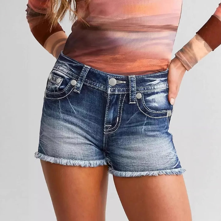 Dame jeansshorts med unikt broderimuster og afslappet snit Stilla