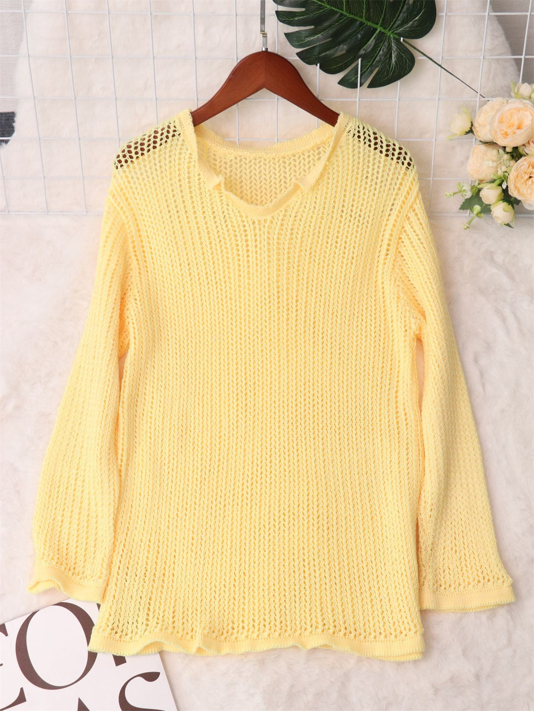 Kvindernes luftige strikkede sweater med moderne netdesign Stilla