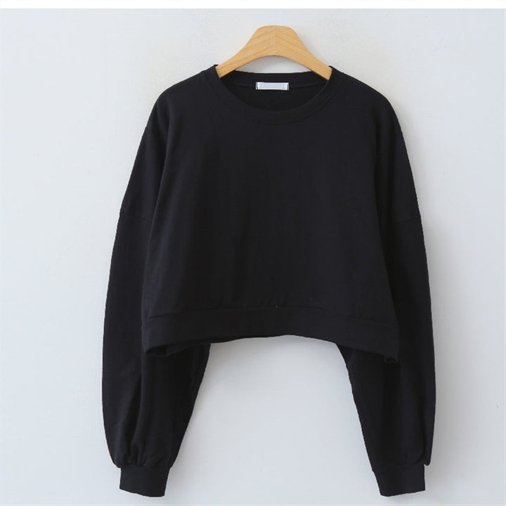 Dame cropped sweater med ballonærmer Stilla