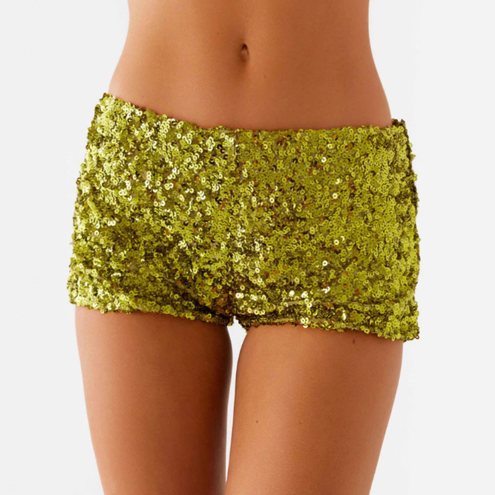 Dame glitrende shorts med trendy snit og elastisk talje Skovae