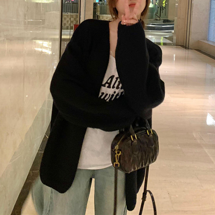 Femme Knapstol Løs Strik Cardigan Stilla
