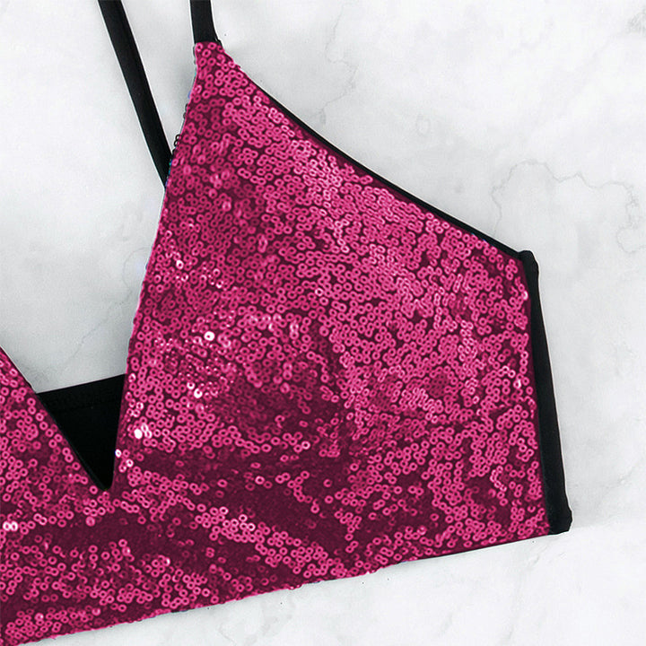 Dame Glitrende Bikini-Top med justerbare stropper og skimrende design Stilla