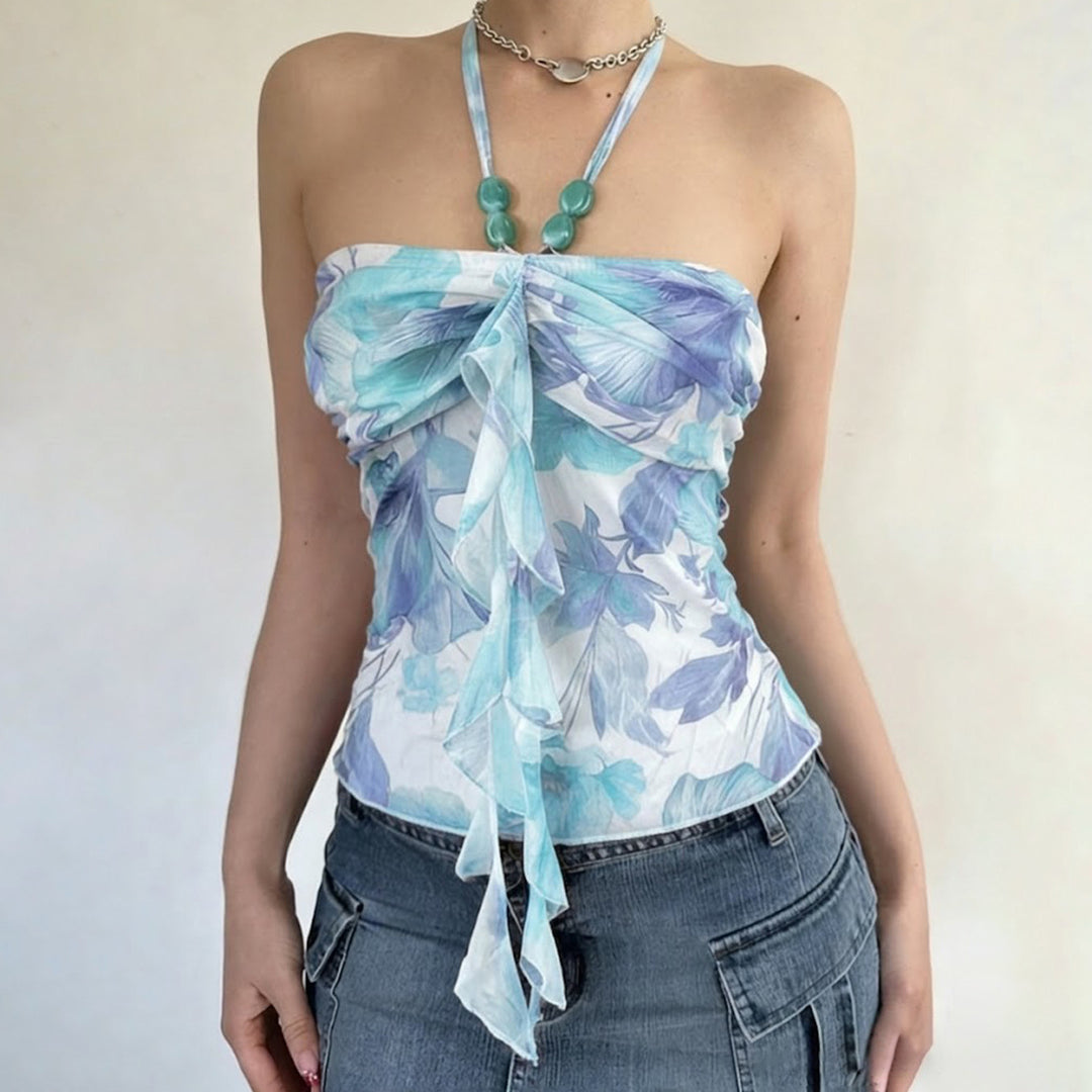 Damer romantisk blomsterskjorte Skovae
