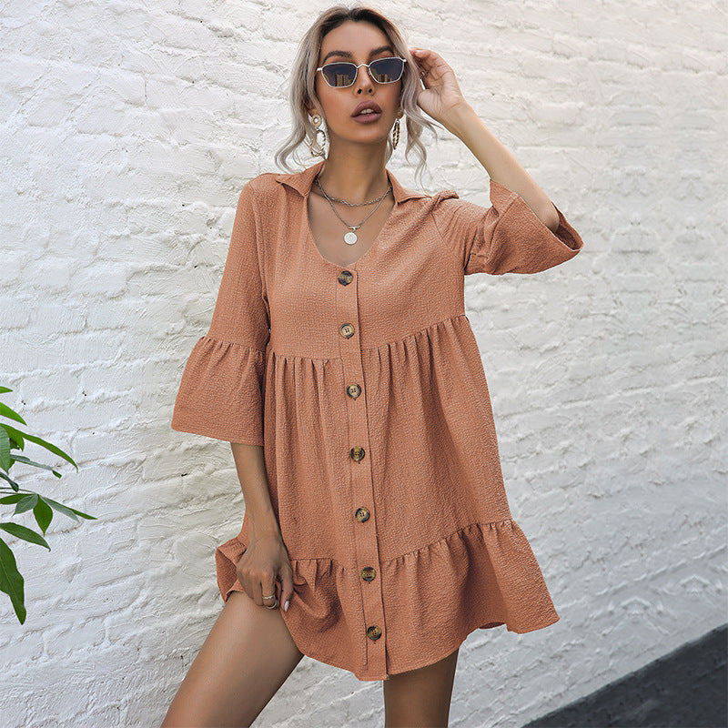 Femme Bohemian Knap-Top A-Linie Kjole Stilla