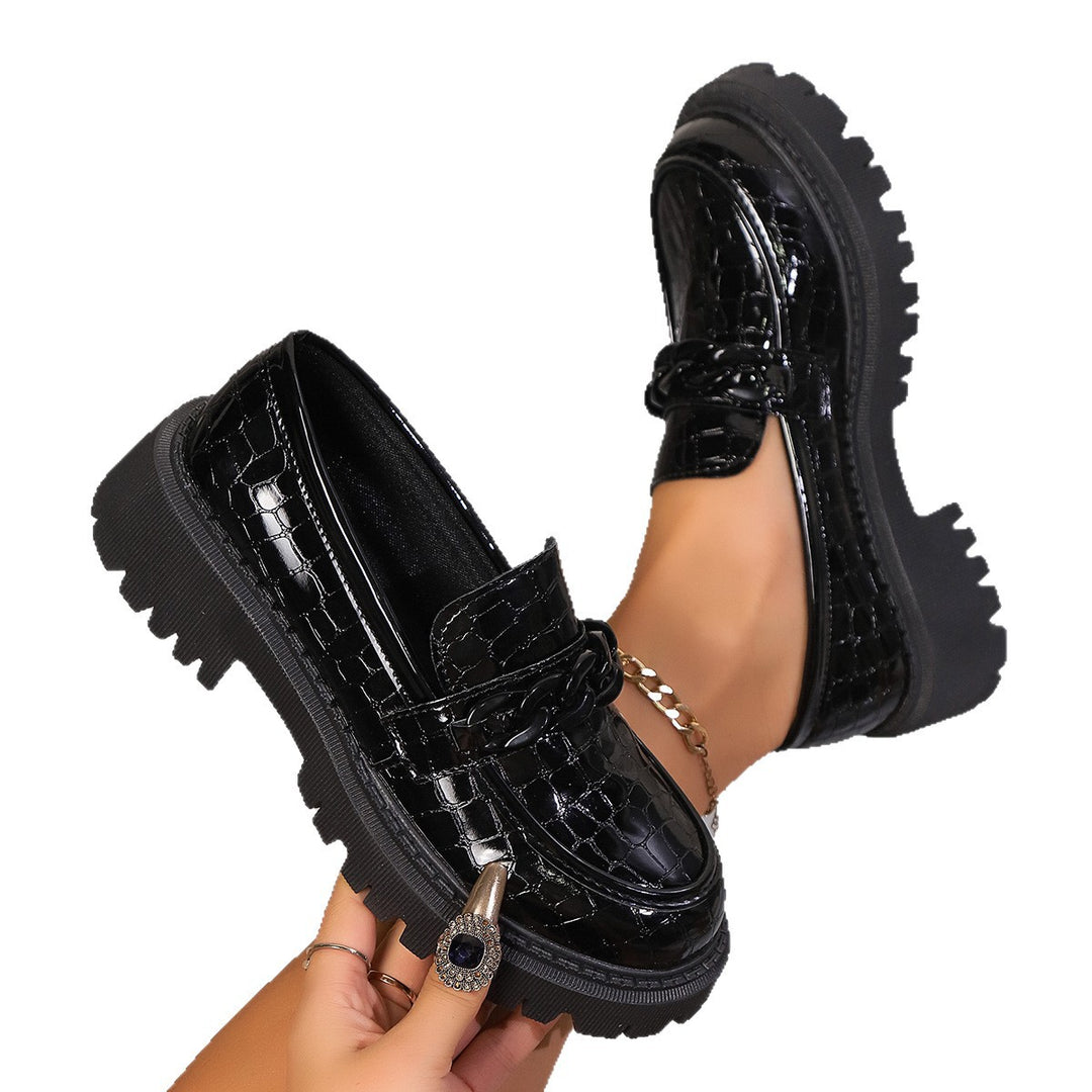 Dame Mode Loafers i elegant Krokodille-look med stabil profilsål Stilla