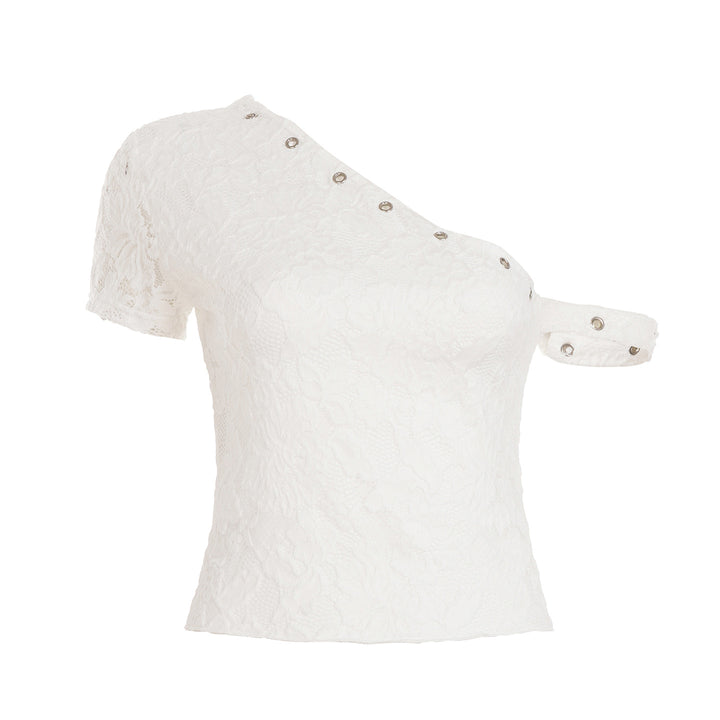Dame spidsedesign top med asymmetrisk skulderparti Skovae