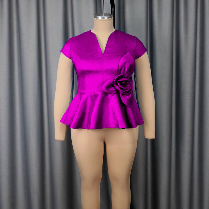 Damer elegant Peplum-overdel med blomsterdetalje Skovae