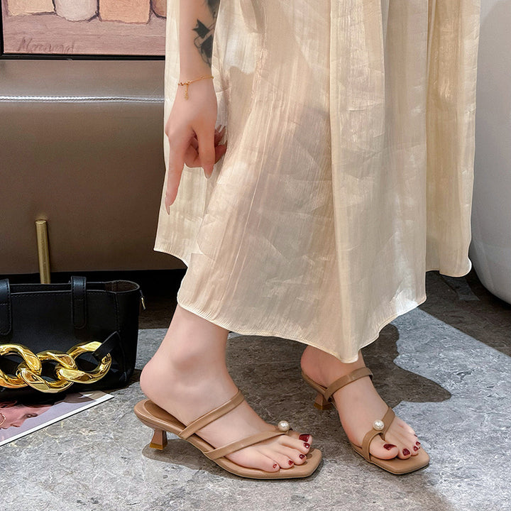Dame Elegante Strappy Blockhæle Slide Sandaler Stilla