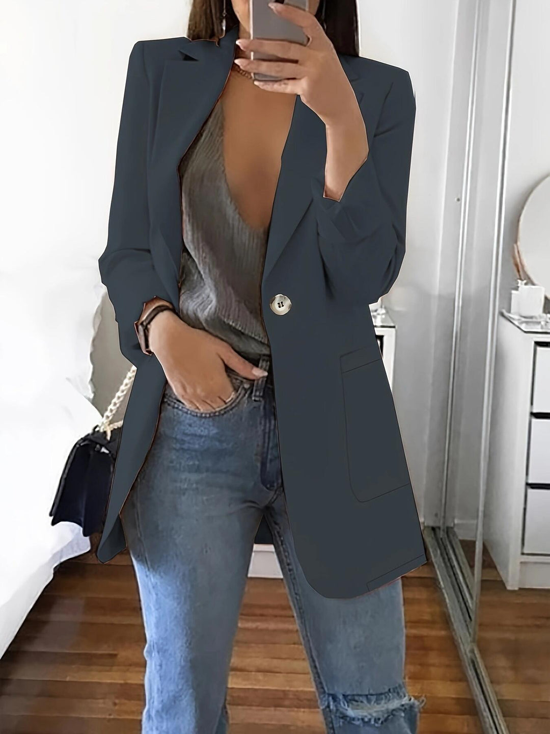 Dame moderne Oversize-blazer med elegant snit og praktiske lommer Stilla