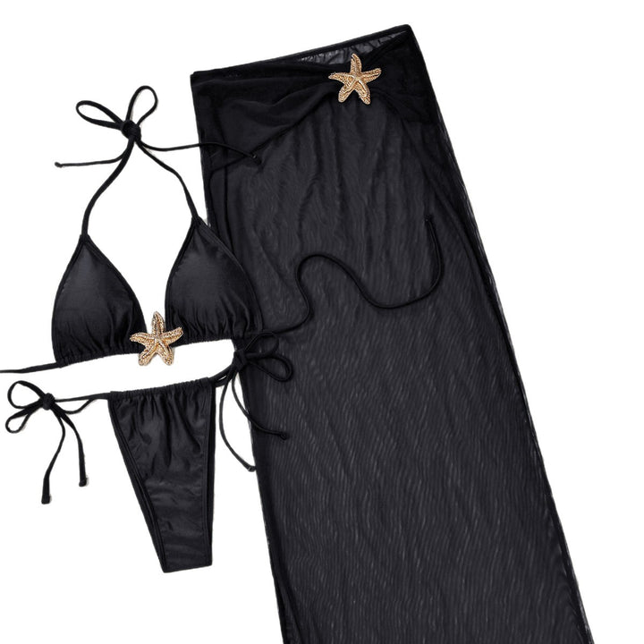 Dame Bikiniset med gennemsigtig strandoverdel Skovae